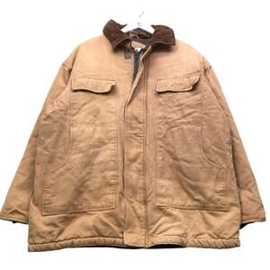 Vintage Rugged Run Duck Canvas Barn Chore Coat Work Jacket Mens XL Brown Quilted